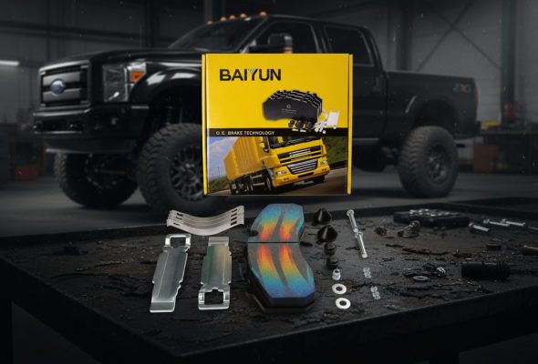 Heavy-duty brake pads for SUV and pickup truck wholesale from China, showing heat-resistant ceramic formulation.