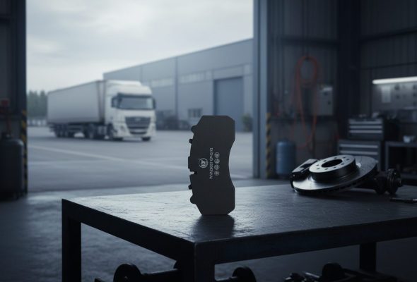 Brake pad break-in bedding procedure guide - bedding brake pads on a slotted rotor inside a passenger car caliper