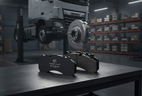 DAF brake pad guide featured image showing commercial vehicle brake pads for DAF trucks