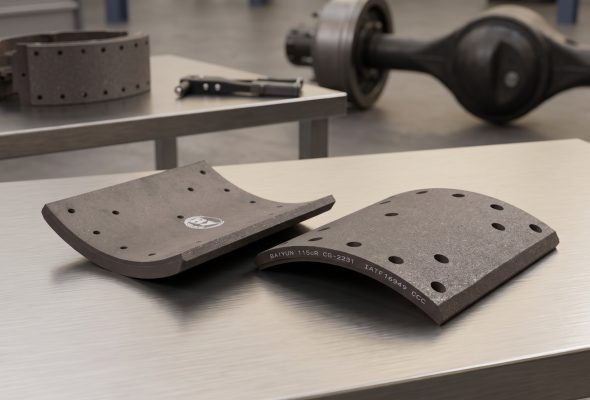 Commercial trailer brake lining supplier China - BAIYUN cg2231 brake lining segment on white background